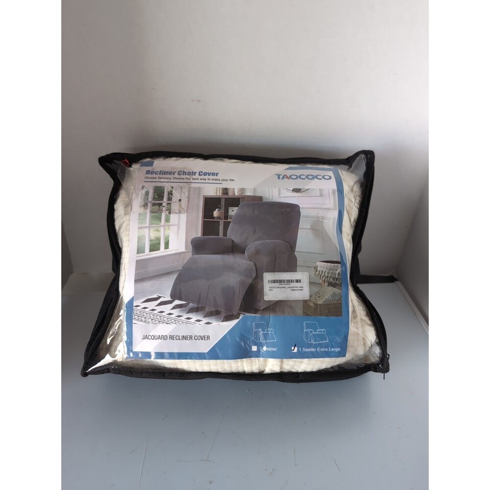 Oversized Recliner Cover Ivory Beige TAOCOCO 1 Seater X Large Jacquard Full Soft